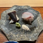 明寂 - 真鯛と貝のお刺身　貝塩