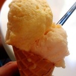 ジェラテリア マルゲラ 麻布十番店 - あんずとメロン  650円。