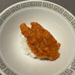 茶禅華 - 干焼青蝦（爪部分を揚げてチリソースで和えたものとご飯）
