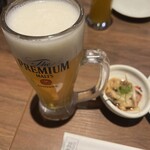 炭旬 - ビールと付き出し