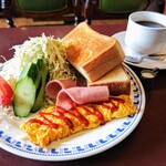 カフェ・ド・豆田 - コーヒー430円 Ｃ SET トースト・エッグ・ハム・サラダ250円
