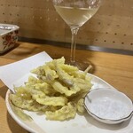 黒うどん山長 - わかさぎの天ぷら！塩で！
