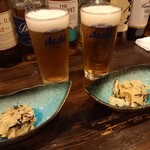 男の台所 家 - 生ビール、お通し