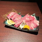 焼肉きたじま - 牛タン塩の厚切りと和牛のコウネ(A5ランク)です(o^^o)