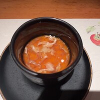 赤坂 金舌 - お通しの茶碗蒸し（ズワイガニのあん）