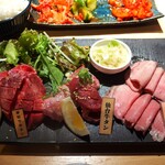 タンとレモンサワー焼肉じゅうたん - 牛タン三種盛り合わせ