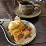 忠兵衛 ピース - 「かぼちゃプリンとりんごのパウンドケーキ」&コーヒー