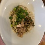 中華蕎麦 はざま - ニンニクと青唐辛子と背脂の和え玉　うまい。これは混ぜ麺として準定番にして欲しい。