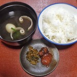 旅館・かじか荘 - 夕食（吸い物 ＆ 漬物 ＆ ご飯）