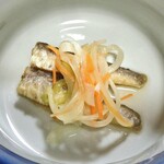 旅館・かじか荘 - 夕食（豆アジの南蛮漬け）
