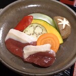 旅館・かじか荘 - 夕食（合鴨の陶板焼き）