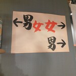 大鶴見食堂 - トイレの前の掲示。謎解きのようだがわかるかな？