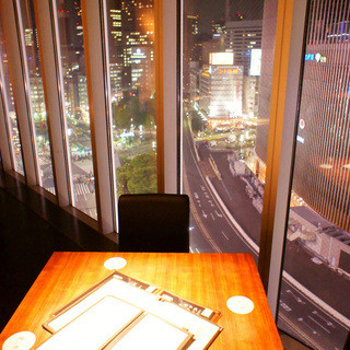 Night view overlooking the cityscape of Ginza