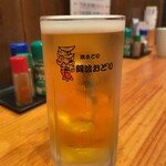 やきとり阿波おどり - 泡極小の、ビールパンパン。