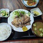 ナカガワ☆スエ食堂 - 骨付地鶏唐揚げ定食1,400円