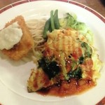 ソースパン - 2014/4/25 ランチ(¥600)ポークピカタ＆魚フライ