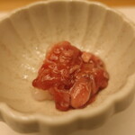 266337359 - 富山県産白海老、鰹の酒盗掛け 2024.9月