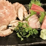 美食酒場 竹 - 毛がに、マグロ赤身、中トロ、いさき刺し