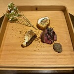 乙味 あさ井 - 三河蓬莱牛　伝助穴子　三重県紅葉鯛