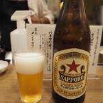 とんかつ 今奈良 - 瓶ビール（サッポロ赤星）