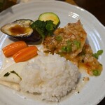 キッチン ブルー グローブ - ワンプレートにして