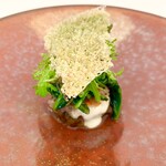 Restaurant KAITO - 蕪、冬瓜、林檎、タルタル、コンソメ、ディルの新芽サラダ ハーブオイル、ヘーゼルナッツのチュイール