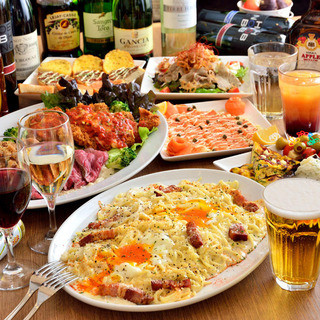 生パスタ食べ放＆スパークリング付120分飲放コース5000円