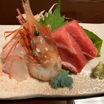 いちたか - お造り　ヒラメと甘エビと鮪