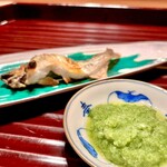 多仁本 - 天竜川の鮎の塩焼き　胡瓜酢で