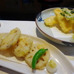 しぐれ茶屋 - れんこんの天ぷら・竹の子の天ぷら