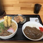 かしわうどん玉蔵 - 玉蔵うどんセット¥1,000・とり鳥唐揚げ(2ケ)¥200