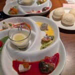 梅田 ブルーバード 大阪梅田ツインタワーズ・ノース - 野菜ソースベース前菜　ポタージュスープ　
                                パンももちろんおかわりしました