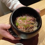 永山 - 天然鮎、舞茸、絹さや、生姜の土鍋ご飯