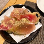 甘藍 - アボガドの天ぷらは、生ハム付きでした