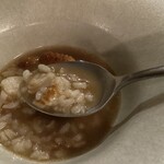 Sua.  - 焼きリゾット　帆立のポワレ
      　　　十勝マッシュルームのコンソメ