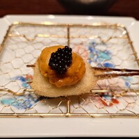 北新地　串かつ凡 - キャビア乗せ
