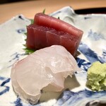 銀座 青天 - お刺身のマグロと鯛