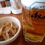 麺オチョズ - 生ビールとメンマ