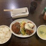 食堂 サビーズ - Aランチ(煮込みハンバーグととり南蛮)900円