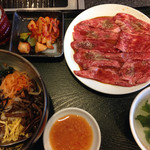 板門店 - ランチ ハーフビビンパ＋和牛焼肉セット肉大盛(¥1,500)