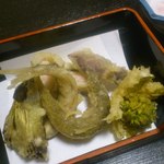 魚竹 - もろこ、ふきのとうの天ぷら