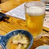 海鮮炉端 釧路っ子 - お通し、生ビール