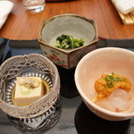 TOMOZUNA - ★個室プラン（10,000円以上のコース料理）鯛のうに添えが焼酎にあいます