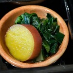 和食 八木や - 丸十の蜜煮と小松菜のお浸し
