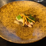 266813077 - 低温調理した鶏胸肉と舞茸と水菜とさつまいも。和風ソースでした。