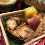 人形町今半 - 子持ち鮎／さつまいもニッキ煮/紅葉麩/茗荷酢漬け/蓮根揚げ