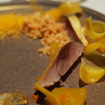 ライラ - 5.かぼすで〆た大分産の鯖と2種のチーズの黄金皿 2014.4.2x