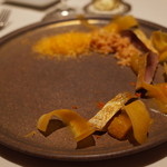 ライラ - 5.かぼすで〆た大分産の鯖と2種のチーズの黄金皿 2014.4.2x