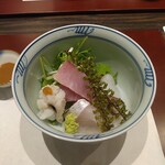 割烹 清風 - お造り：ブリ、真鯛、鱧、蛸