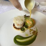 フランス料理グルメ - ホタテと花ズッキーニの詰物